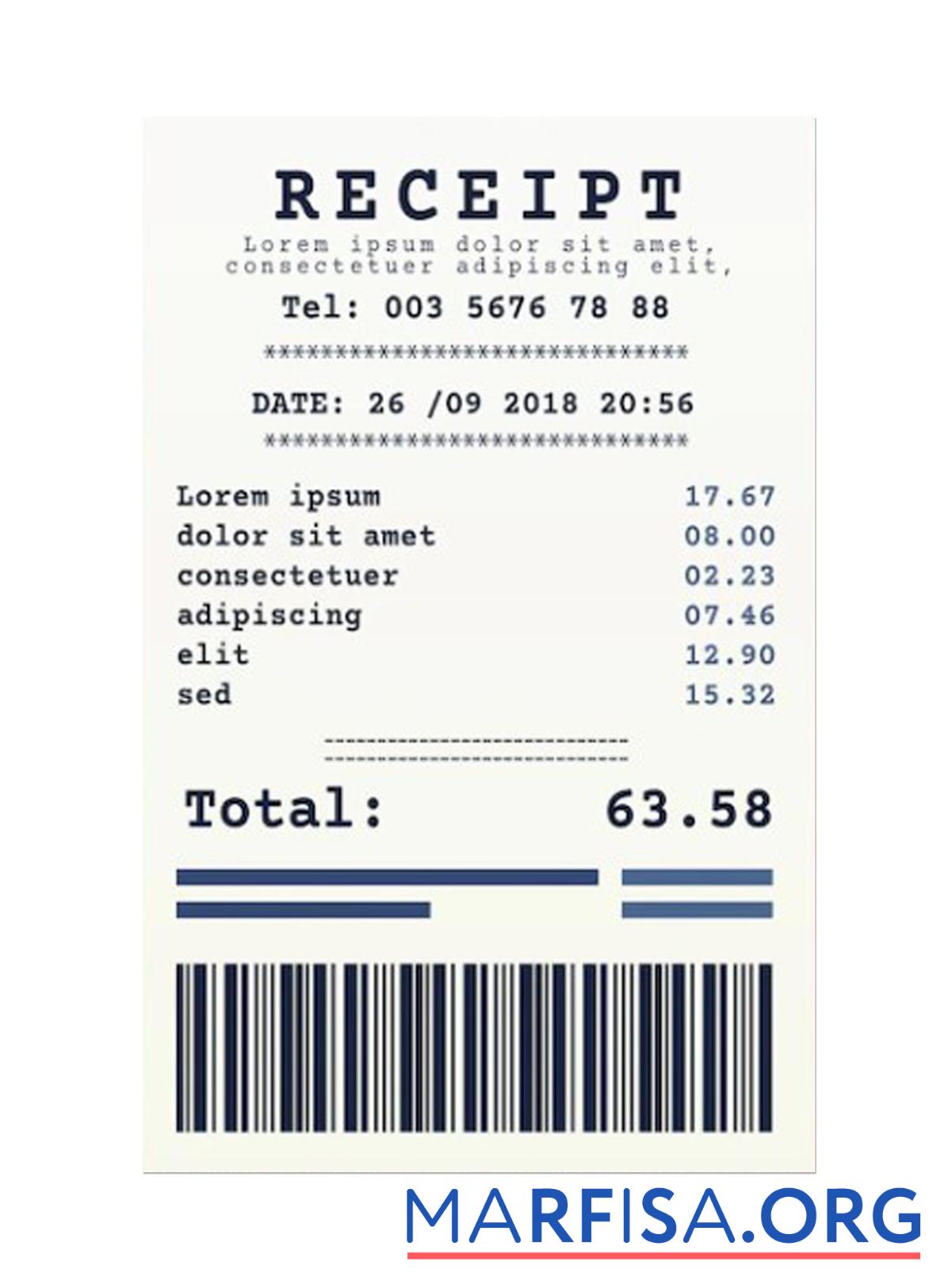 Realistic RECEIPT sample template